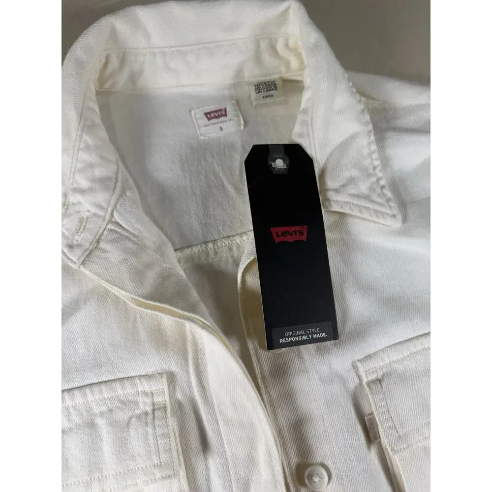 Levi's L93808 Womens White Ainsley Denim Utility Dress Size Small (NWT)